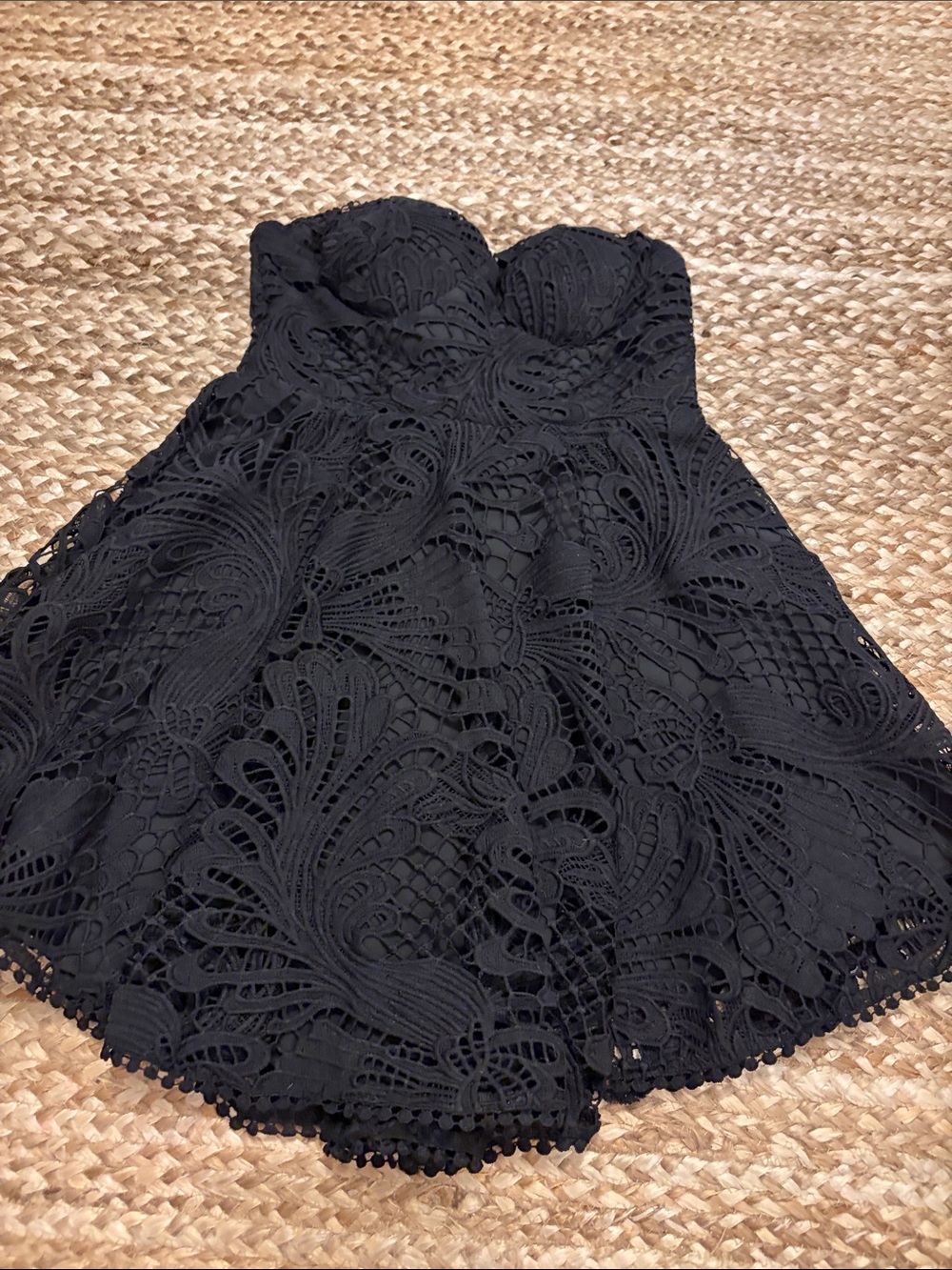 Strapless Black Lace Mini Dress